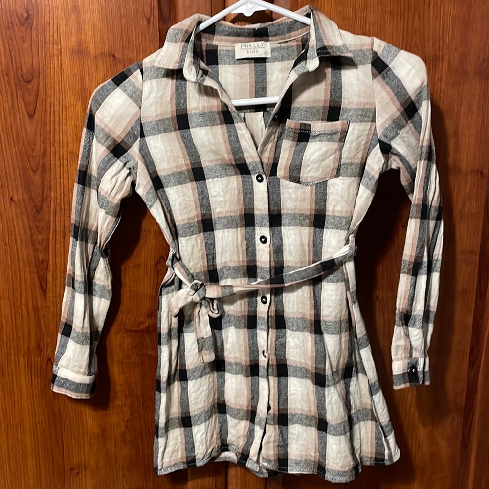 Pink lily kids plaid dress